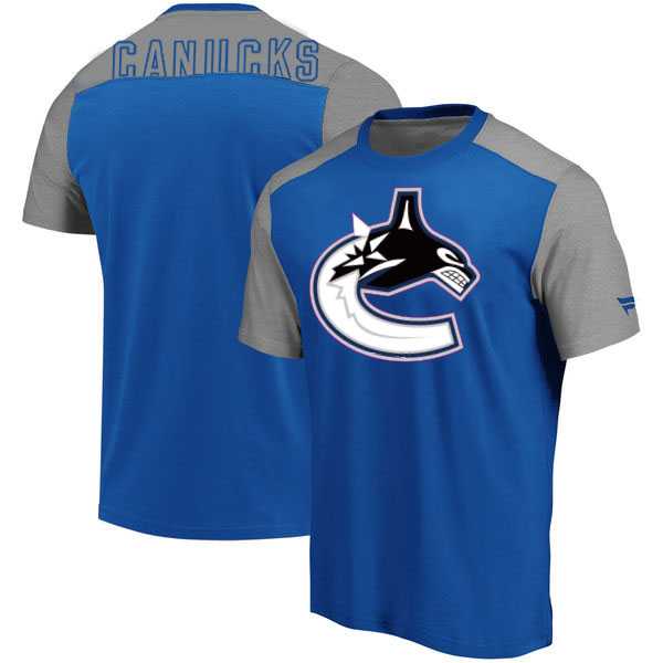 Vancouver Canucks Fanatics Branded Iconic Blocked T-Shirt Blue Heathered Gray,We sell and wholesale Vancouver Canucks Fanatics Branded Iconic Blocked T-Shirt Blue Heathered Gray on line form chian!